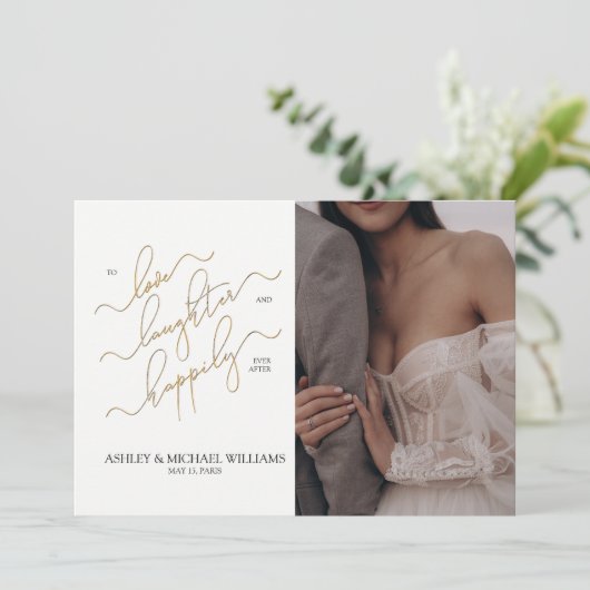 Elegante QR Code 3 fotoscript gelukkig ooit daarna Kaart (Staand voorkant)