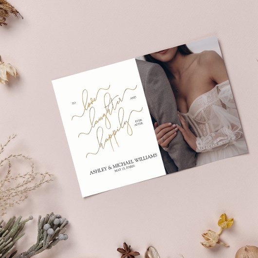 Elegante QR Code 3 fotoscript gelukkig ooit daarna Kaart