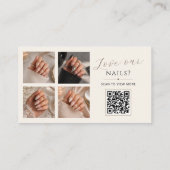 Elegante QR-code aangepaste foto nageltechnicus Visitekaartje (Achterkant)