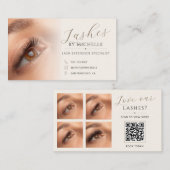 Elegante QR-code aangepaste foto wimpertechnicus Visitekaartje (Voorkant / Achterkant)