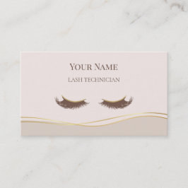Elegante QR-code Beige en Goud Wimpertechnicus Visitekaartje