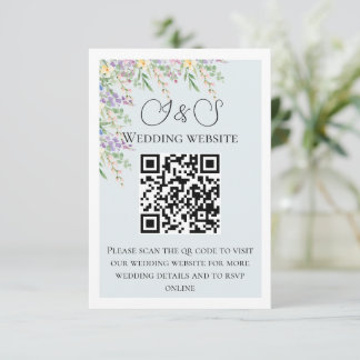 Elegante QR-code bijlagekaart met wilde bloemen vo Informatiekaartje