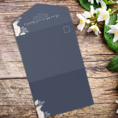 Elegante QR Code Bloemen RSVP Online Blush Rozen All In One Uitnodiging