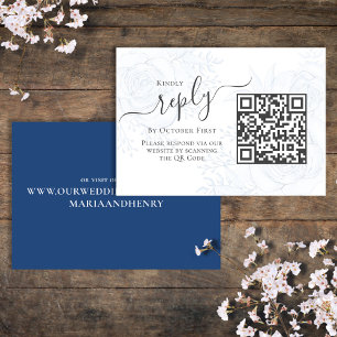 Elegante QR Code Bloemen RSVP Online Eenvoudig Bla Informatiekaartje