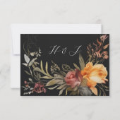 Elegante QR Code Bloemen Zwart Bruiloft RSVP Kaartje (Achterkant)