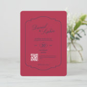 Elegante QR-code bruiloft Kaart (Staand voorkant)