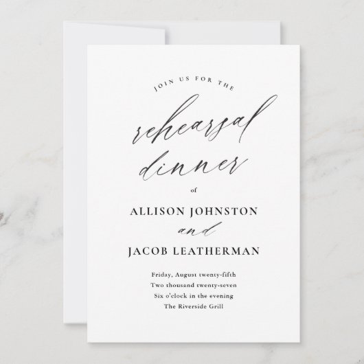 Elegante QR Code bruiloft repetitie diner Kaart (Voorkant)