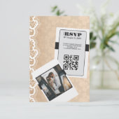 Elegante QR Code Bruiloft RSVP Kaart (Staand voorkant)