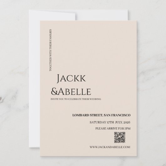 Elegante QR-code bruiloft uitnodiging (Voorkant)