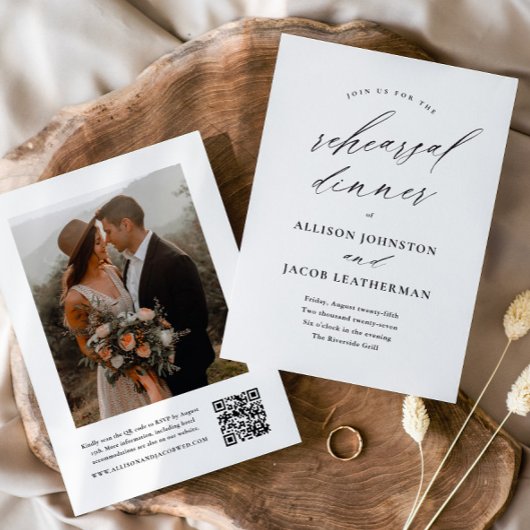 Elegante QR-code bruiloftsprobediner Kaart