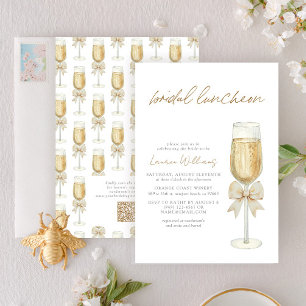 Elegante QR-code champagne chic lint bruiloft lunc Kaart