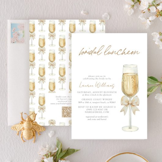 Elegante QR-code champagne chic lint bruiloft lunc Kaart