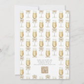 Elegante QR-code champagne chic lint bruiloft lunc Kaart (Achterkant)
