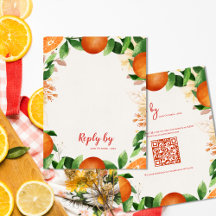 Elegante QR-code citrus oranje herfst huwelijk