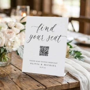 Elegante QR-code digitale zitplaatsindeling trouwf Reclamebord Met Voetstuk