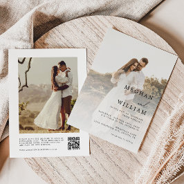 Elegante QR-code foto bruiloft Kaart