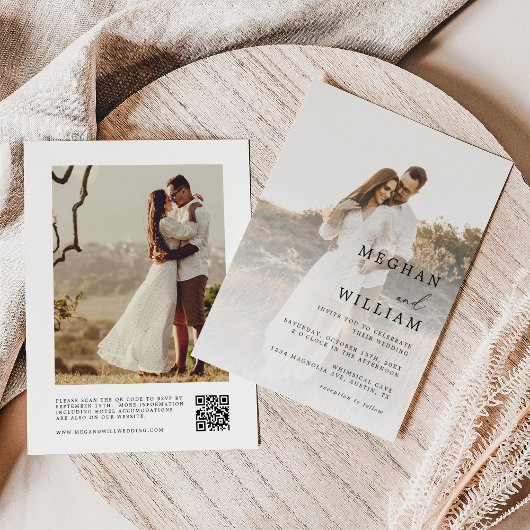 Elegante QR-code foto bruiloft Kaart