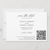 Elegante QR-code foto bruiloft Save The Date (Achterkant)