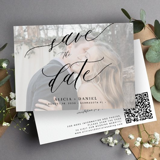 Elegante QR-code foto bruiloft Save The Date