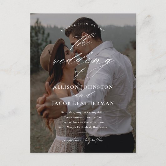 Elegante QR-code foto bruiloft uitnodiging (Voorkant)