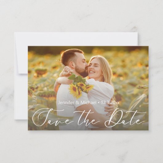 Elegante QR-code foto minimaal Save The Date (Voorkant)