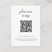 Elegante QR Code Foto Witte Huwelijk RSVP Informatiekaartje (Voorkant)