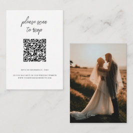 Elegante QR Code Foto Witte Huwelijk RSVP Informatiekaartje