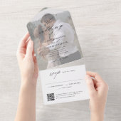 Elegante QR-code fototrouwdag All In One Uitnodiging (Afscheurbaar)
