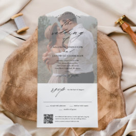Elegante QR-code fototrouwdag All In One Uitnodiging