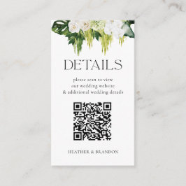 Elegante QR-code groene wedding details  Informatiekaartje