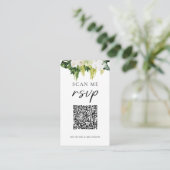 Elegante QR-code groene wedding RSVP Informatiekaartje (Staand voorkant)