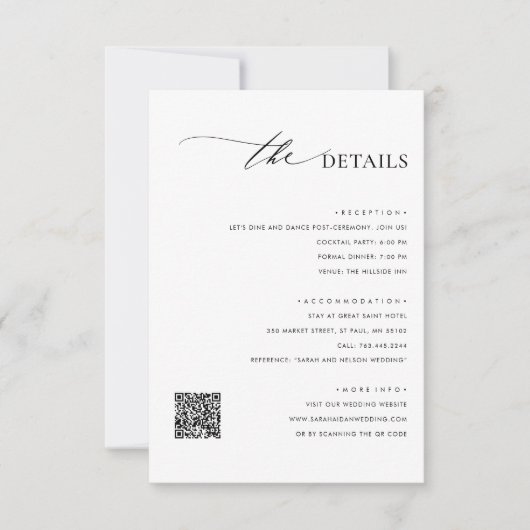 Elegante QR-Code Huwelijksdetails Behuizing Kaart (Voorkant)