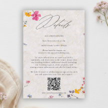 Elegante QR-code Huwelijksdetails met Wilde Bloemb