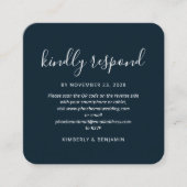 Elegante QR-Code Huwelijksreactie RSVP-Kaart Vierkante Visitekaartje (Voorkant)