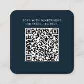 Elegante QR-Code Huwelijksreactie RSVP-Kaart Vierkante Visitekaartje (Achterkant)