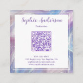 Elegante QR-code iriserende glitterswirl Vierkante Visitekaartje (Achterkant)