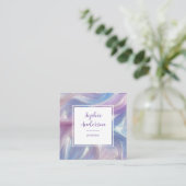 Elegante QR-code iriserende glitterswirl Vierkante Visitekaartje (Staand voorkant)
