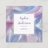 Elegante QR-code iriserende glitterswirl Vierkante Visitekaartje (Voorkant)
