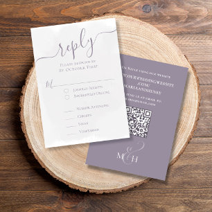 Elegante QR Code Klassieke Maaltijd RSVP Lavendel Kaartje