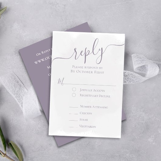 Elegante QR Code Klassieke Maaltijd RSVP Lavendel Kaartje