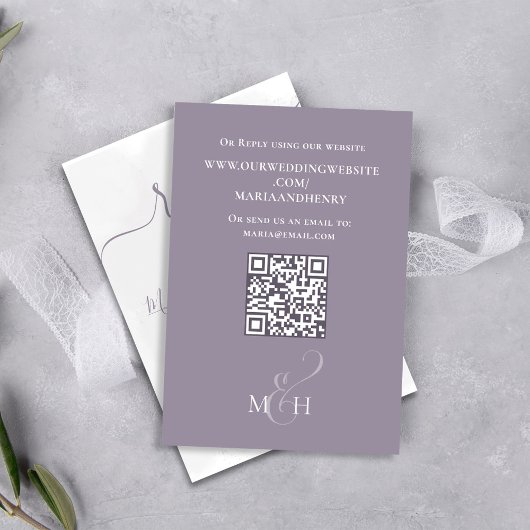 Elegante QR Code Klassieke Maaltijd RSVP Lavendel Kaartje