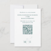Elegante QR Code Klassieke Maaltijd RSVP Turquoise (Achterkant)