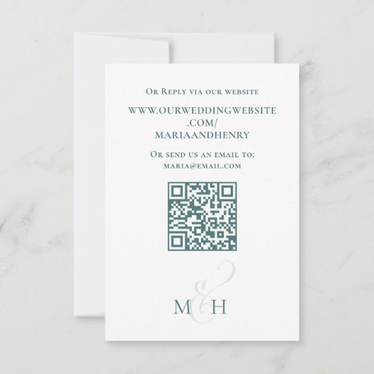 Elegante QR Code Klassieke Maaltijd RSVP Turquoise (Achterkant)