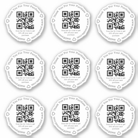 elegante qr-code korting kleine onderneming dank j sticker (Voorkant)