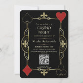 Elegante QR-code Las Vegas Casino Night Afstudeerf Kaart (Voorkant)