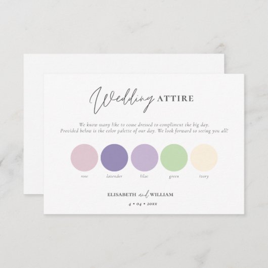 Elegante QR Code lila roos Pastel Trouwkleding Informatiekaartje (Voorkant / Achterkant)