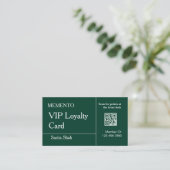 Elegante QR-code loyaliteitskaart in smaragdgroene Visitekaartje (Staand voorkant)