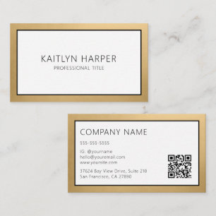 Elegante QR-code met gouden folie rand Visitekaartje
