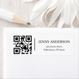 Elegante QR-code minimalistische retouradreslabels Etiket