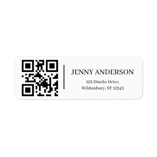 Elegante QR-code minimalistische retouradreslabels Etiket (Voorkant)